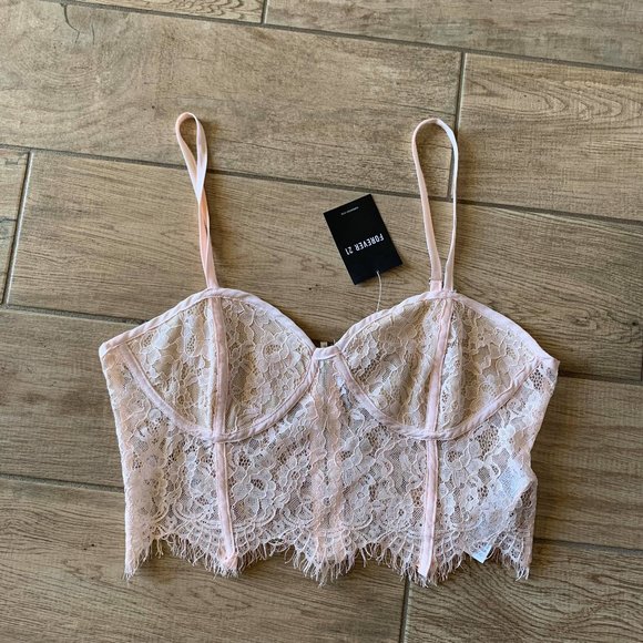 Forever 21 Tops - NWT Forever 21 blush lace corset lingerie top